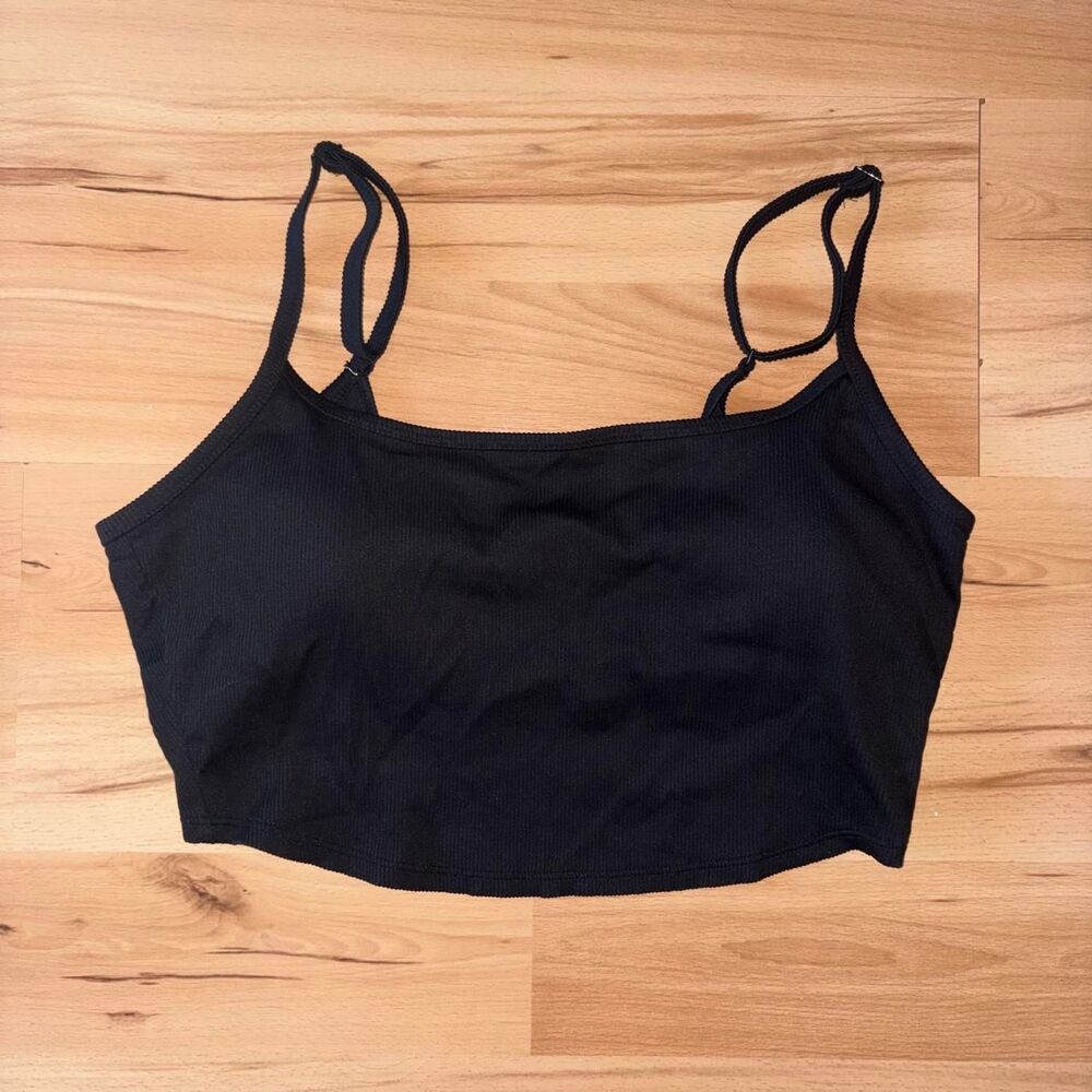 Aerie Real Good NWT Black Scoop Ribbed Bikini Top size XL